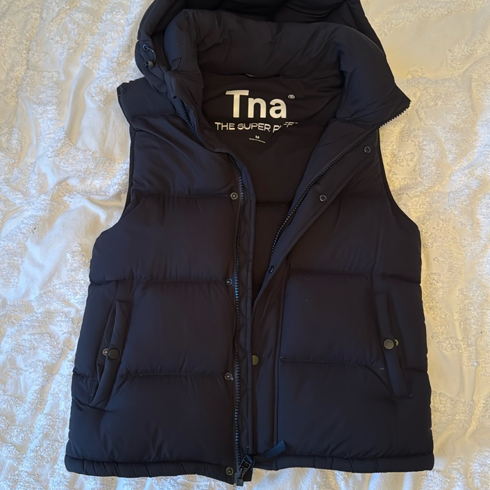 TNA Black Puffer Vest with Hood